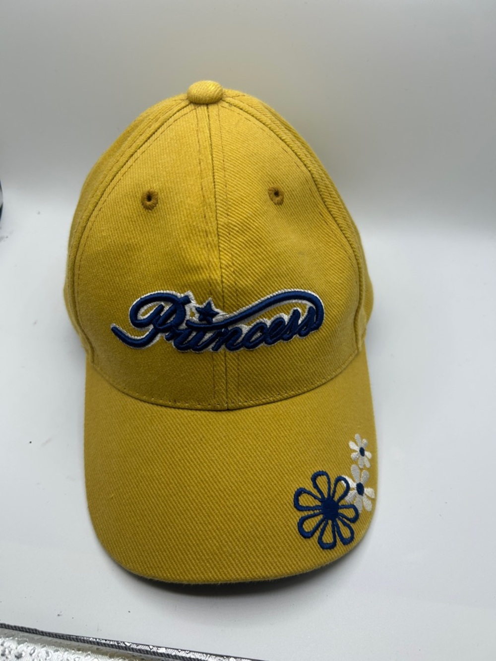 Cape Robbin Yellow Kids Baseball Cap with Blue "Princess" Embroidery - Picture 2 of 7
